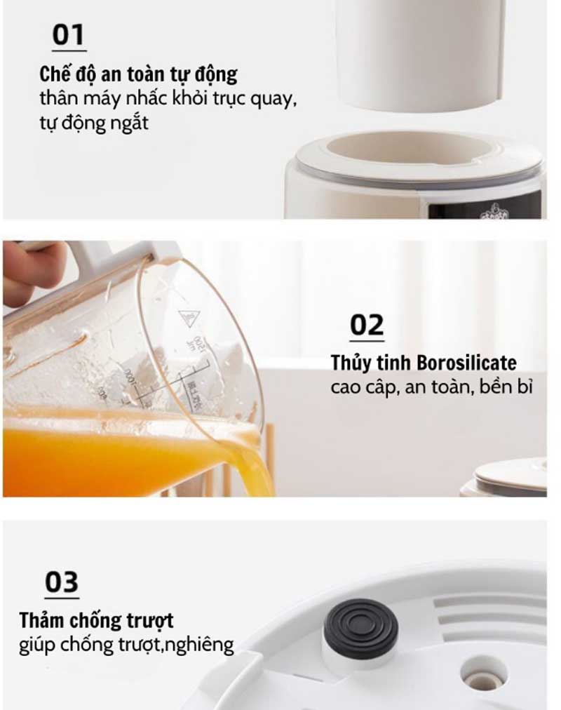 Một số tính năng an toàn của máy làm sữa hạt Akiko LN-D28