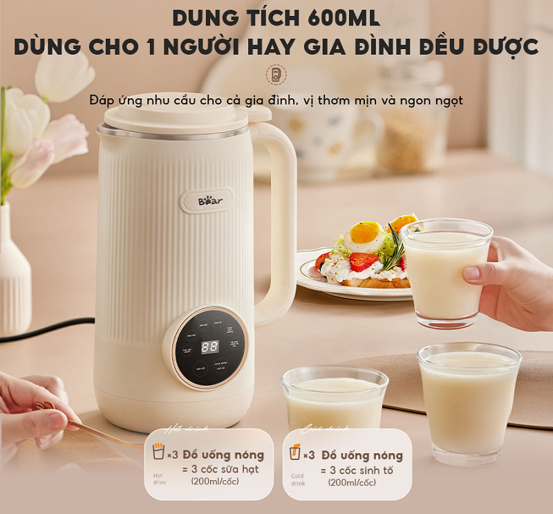 Máy làm sữa hạt Bear SB-SH06C - Hàng chính hãng