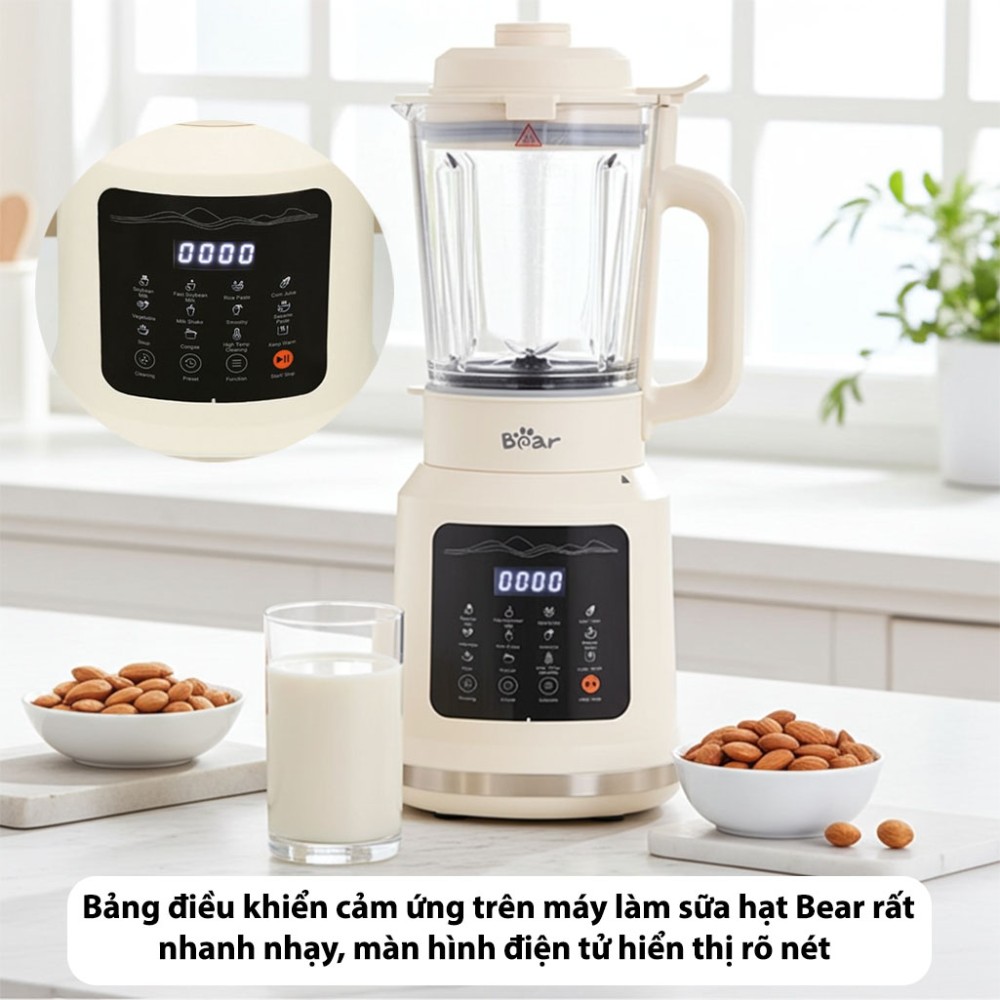 Máy làm sữa hạt đa năng Bear BCB-E153W2 bảng điều khiển điện tử hiện đại
