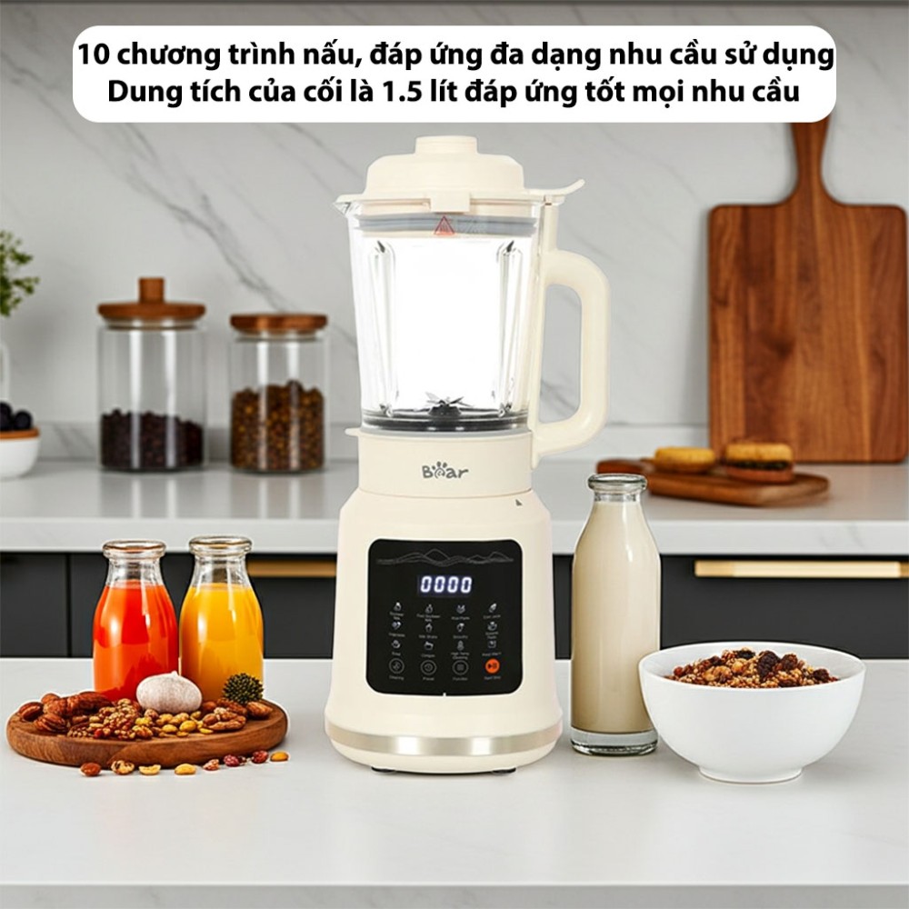 Máy làm sữa hạt đa năng Bear BCB-E153W2 dung tích phù hợp sử dụng cho gia đình