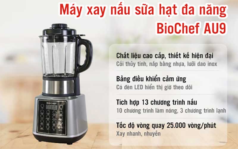 Máy làm sữa hạt đa năng BioChef AU9 - Hàng chính hãng