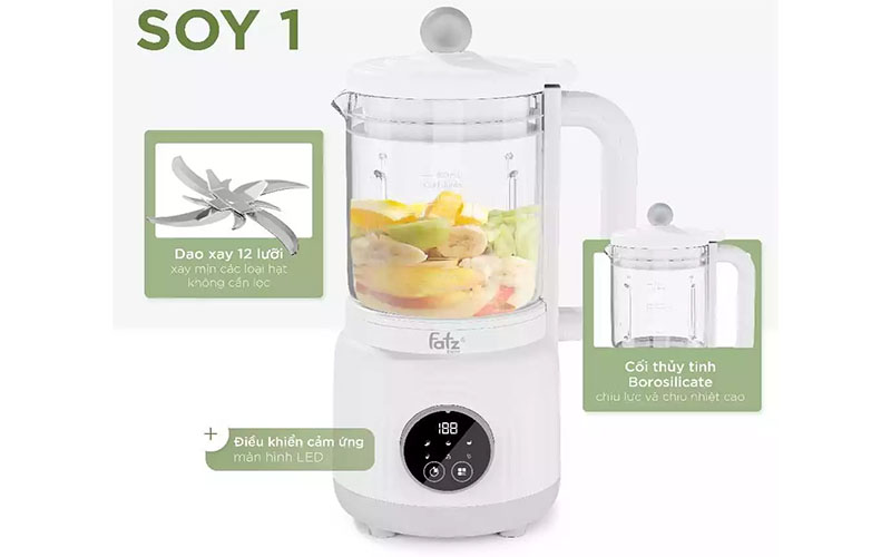 Máy làm sữa hạt 7 chức năng Soy 1 Fatzbaby FB8511HB - Hàng chính hãng
