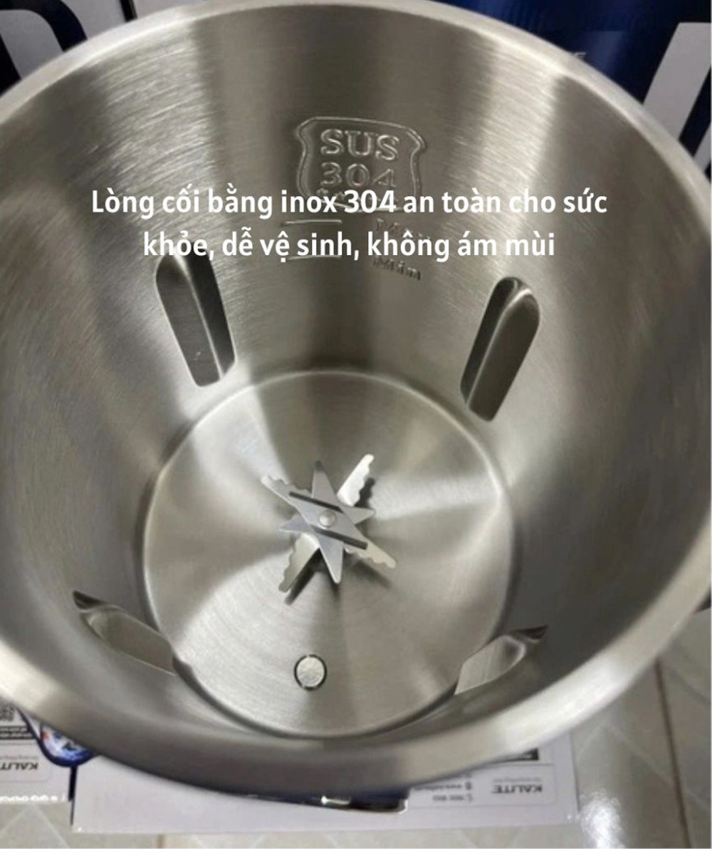 Lòng cối xay bằng chất liệu inox 304 cao cấp, không thôi nhiễm, không BPA.