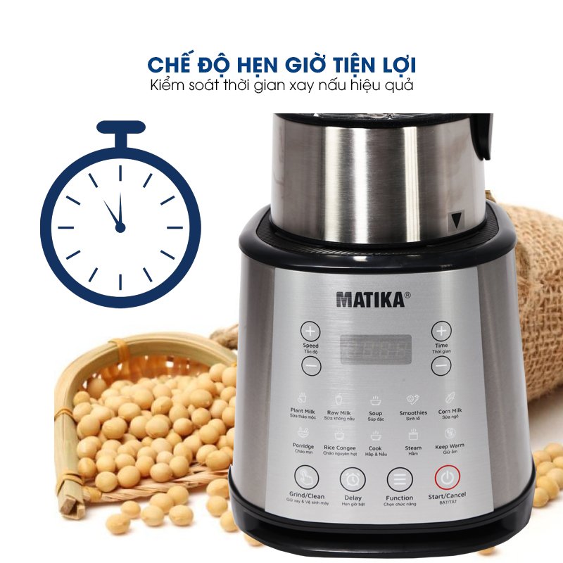 Máy làm sữa hạt Matika MTK-3286 - Hàng chính hãng