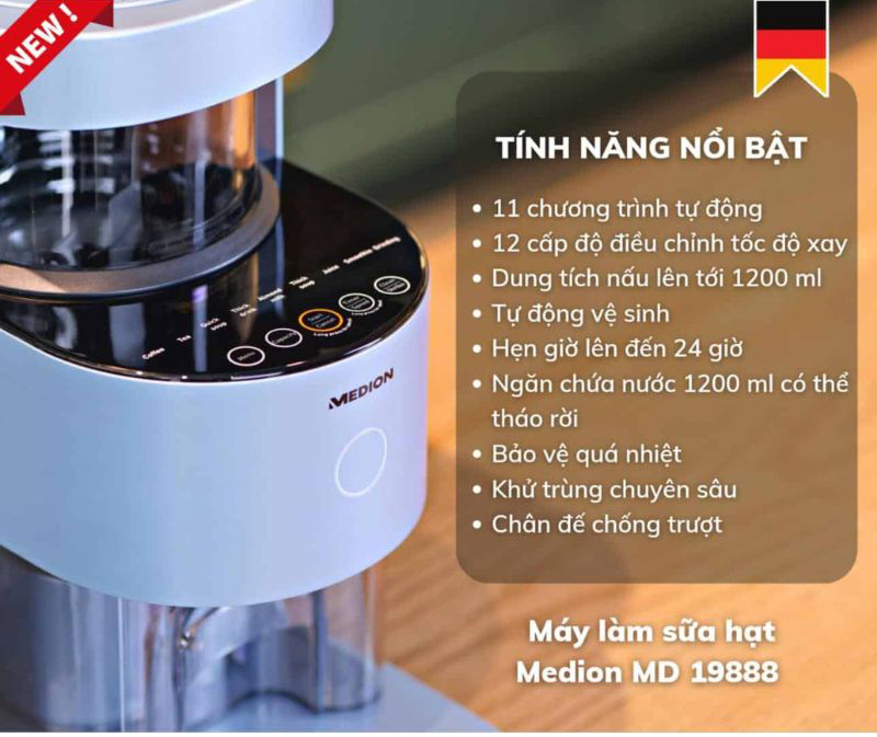 Máy làm sữa hạt Medion MD19888 - Hàng chính hãng
