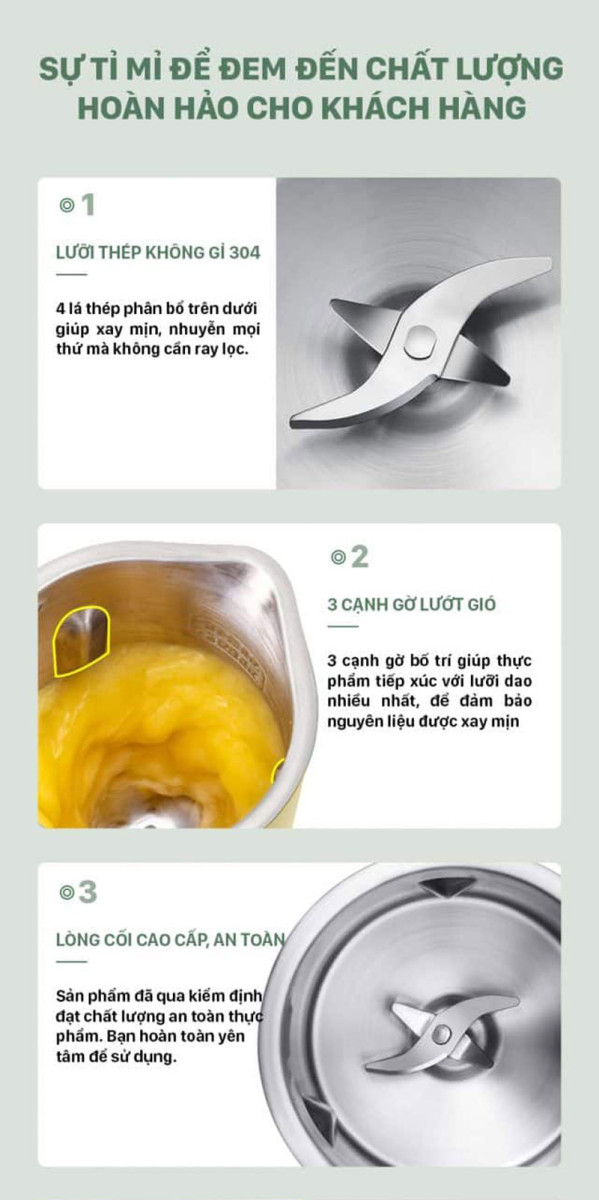 Lưỡi dao 4 cánh bằng inox 304 sắc bén 