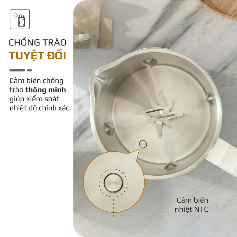 Tính năng chống trào và công nghệ cảm biến nhiệt thông minh NTC