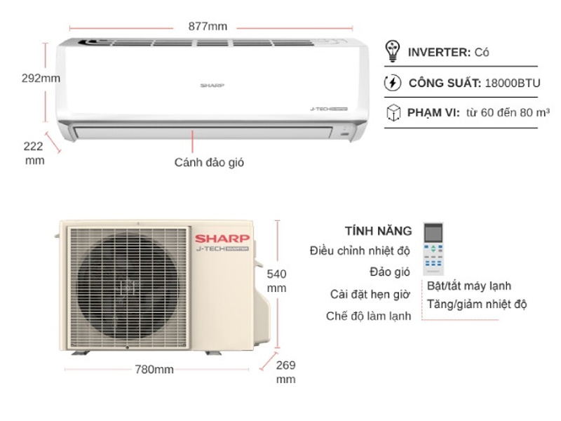 Máy lạnh 1 chiều  Sharp AH-X18ZEW - Hàng chính hãng