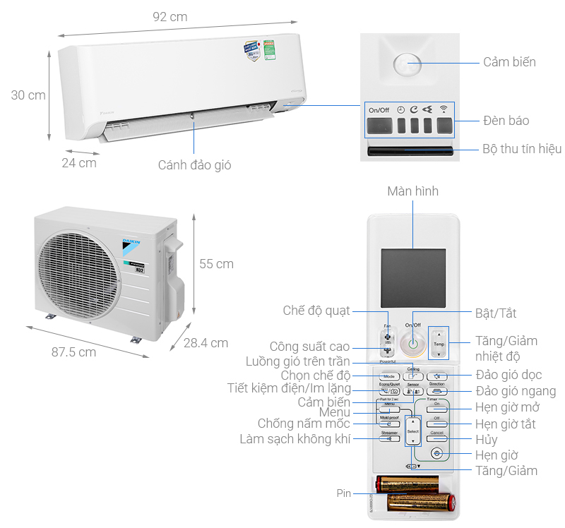 Máy lạnh Daikin Inverter 1.5 HP FTKZ35VVMV - Hàng chính hãng