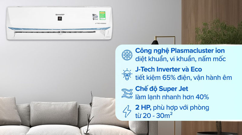 Máy lạnh Sharp Inverter AH-XP18BSW - Hàng chính hãng