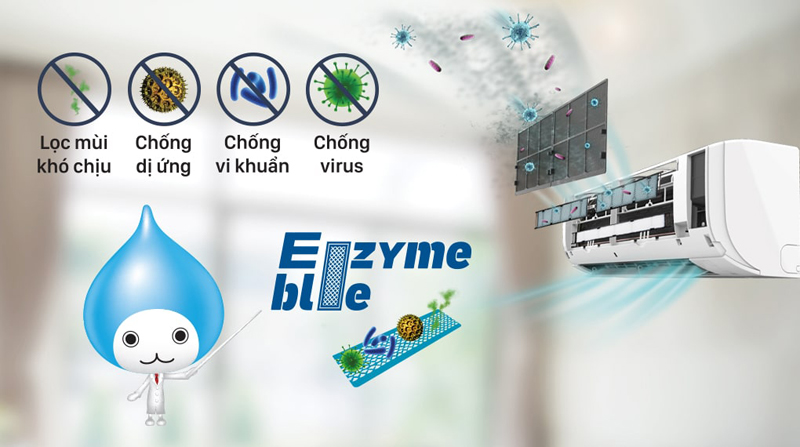 Diệt khuẩn 99.99%, ngừa dị ứng, khử mùi với phin lọc Enzyme Blue