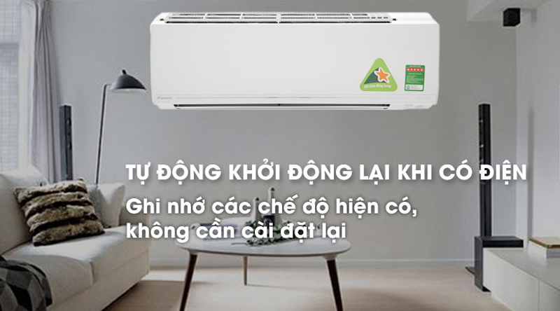 Máy lạnh 1 chiều với tính năng tự khởi động lại khi có điện