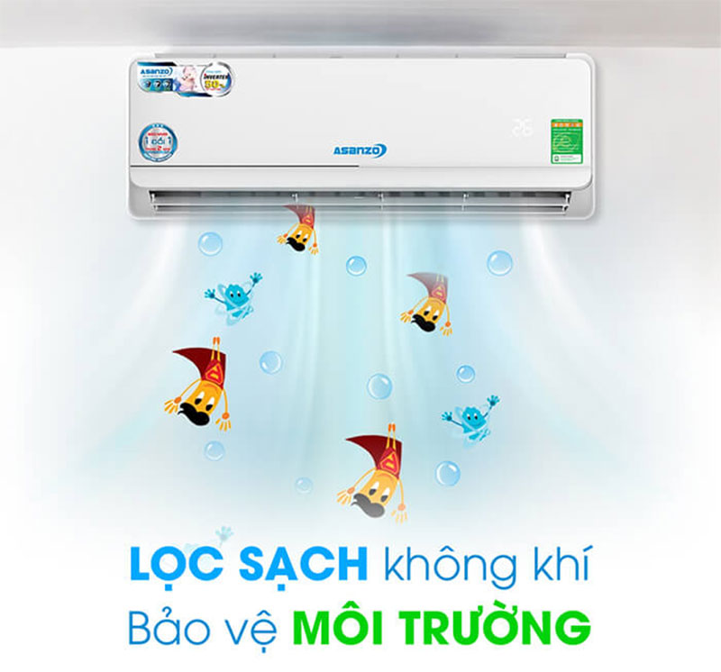 Máy lạnh Inverter Asanzo K12A với công nghệ làm sạch Nano Silver 