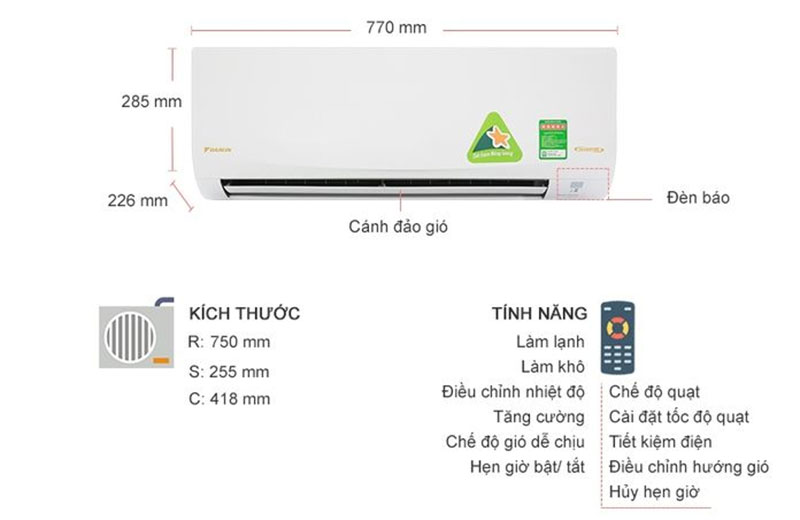 Máy lạnh Inverter Daikin ATKQ25TAVMV - Hàng chính hãng