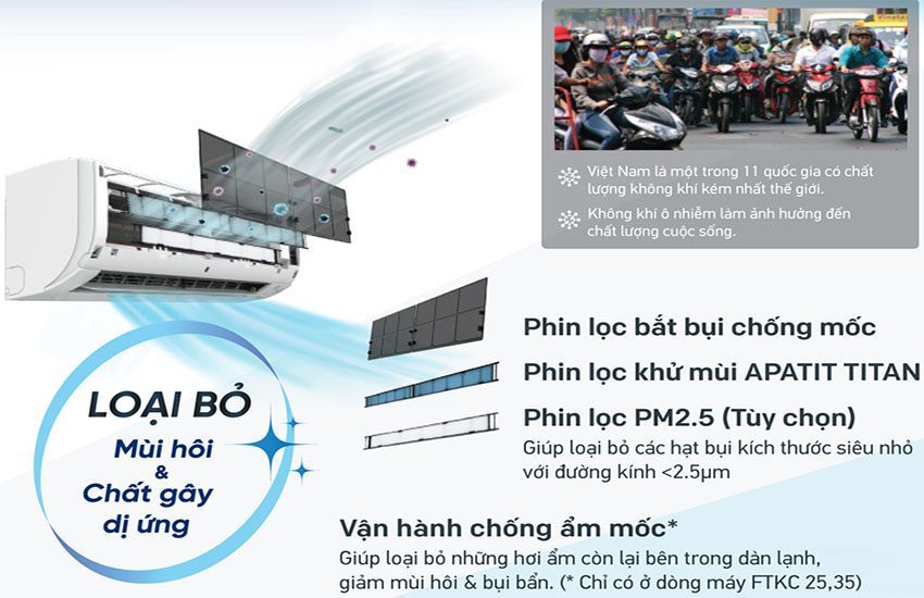 Máy lạnh Inverter Daikin FTKC35UAVMV - Hàng chính hãng