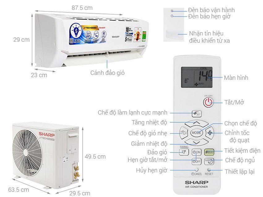 Máy lạnh Inverter Sharp AH-X9VEW - Hàng chính hãng