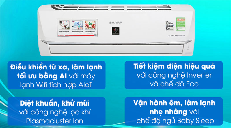 Máy lạnh Inverter Sharp AH-XP10WHW - Hàng chính hãng