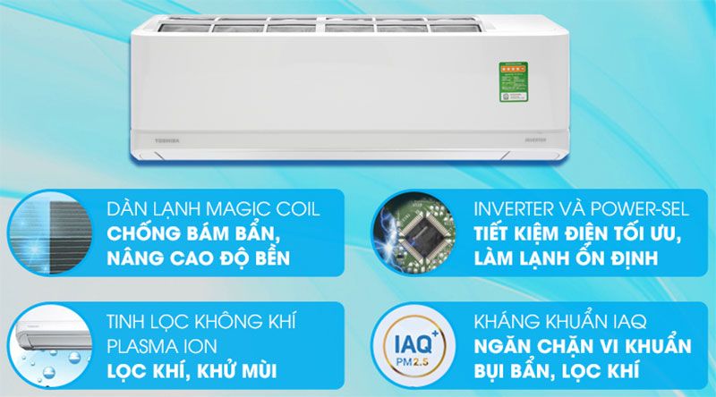 Máy lạnh Inverter Toshiba RAS-H10J2KCVRG-V - Hàng chính hãng