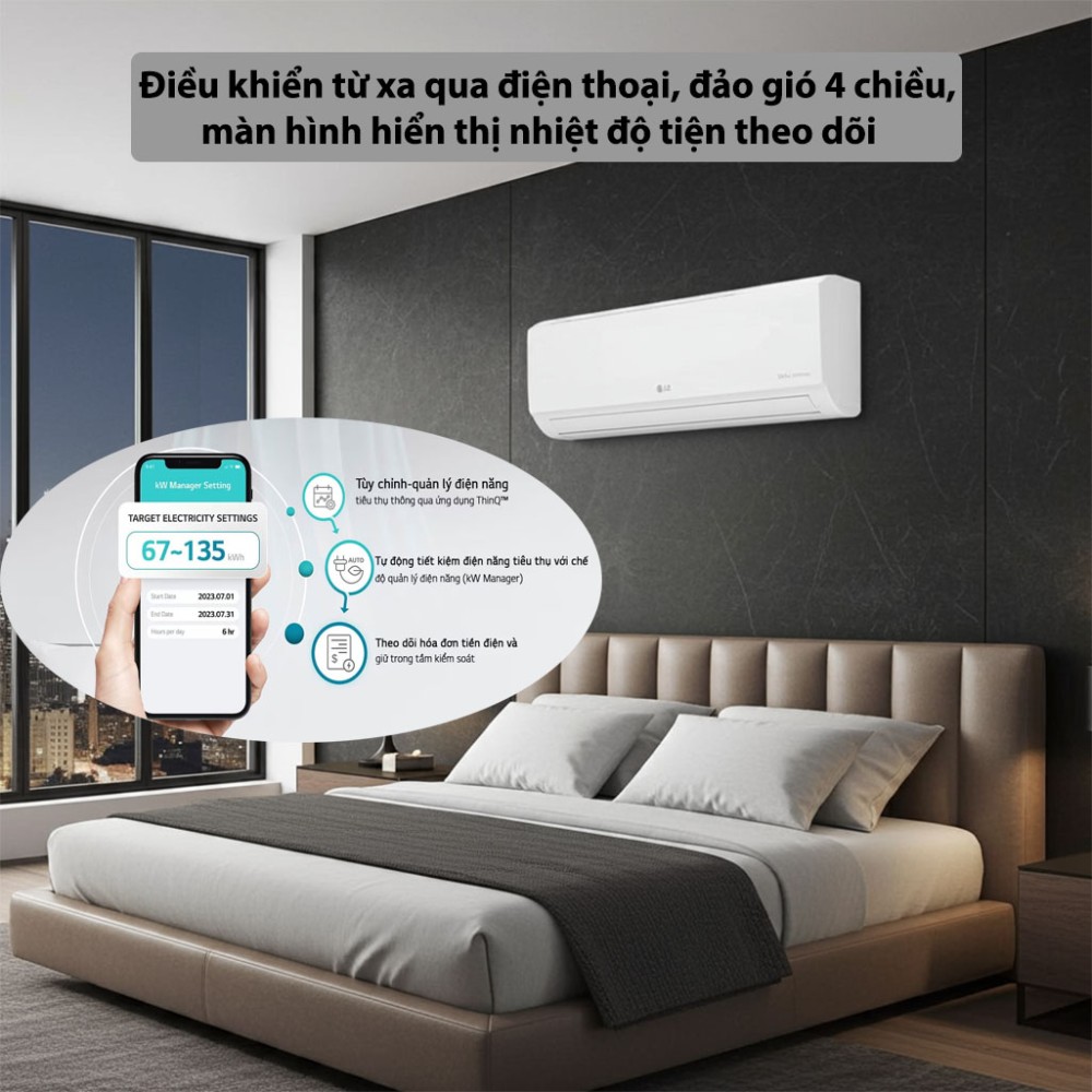 Máy lạnh LG Inverter 1 HP IEC09G1 điều khiển hiện đại dễ sử dụng