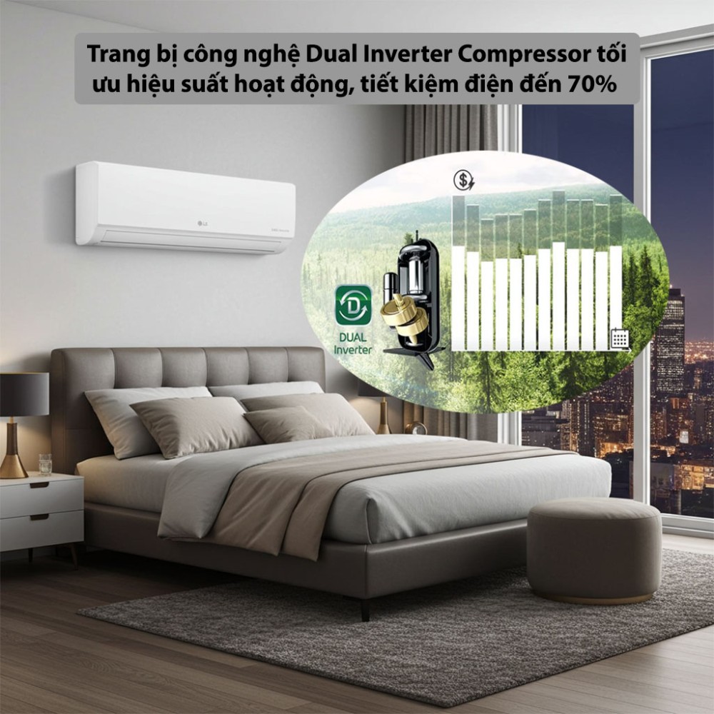 Máy lạnh LG Inverter 1 HP IEC09G1 công nghệ Inverter tiết kiệm điện