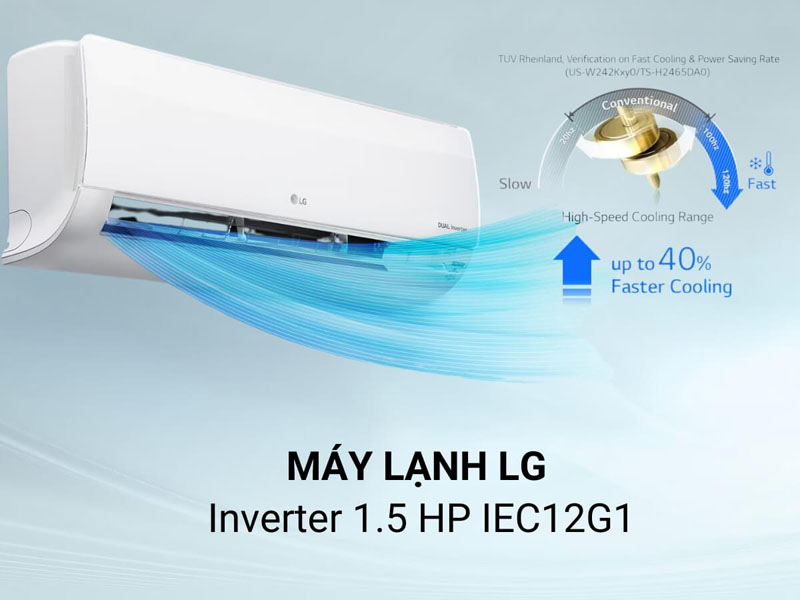 Máy lạnh LG inverter 1.5 HP IEC12M1 - Hàng chính hãng