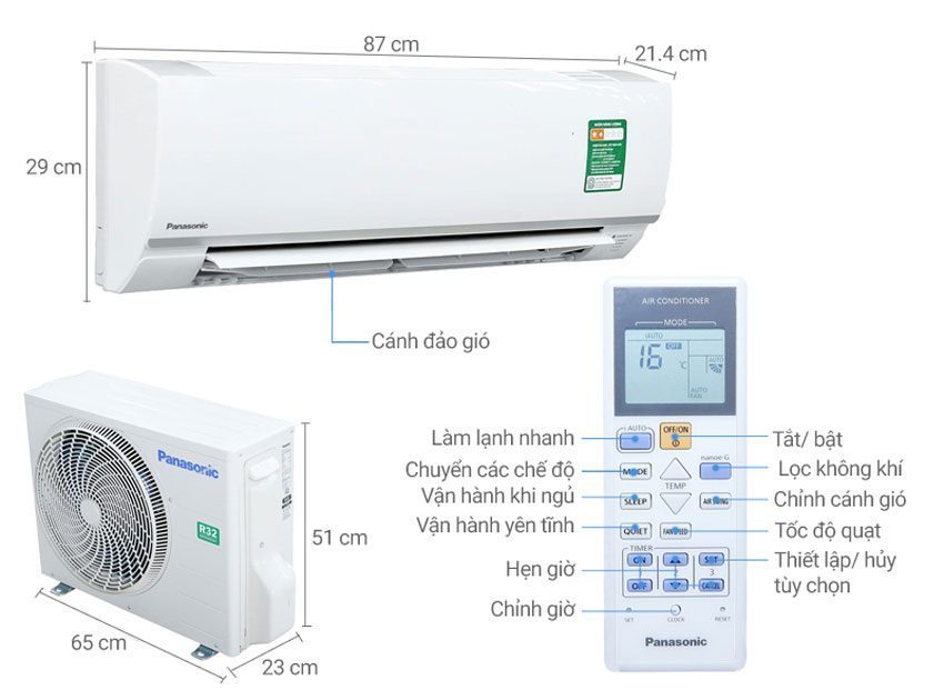 Máy lạnh Panasonic CU/CS-N12SKH-8 - Hàng chính hãng
