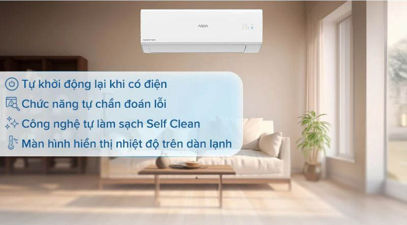 Máy lạnh Aqua inverter 1.5 HP AQA-RUV13RB2 - Hàng chính hãng