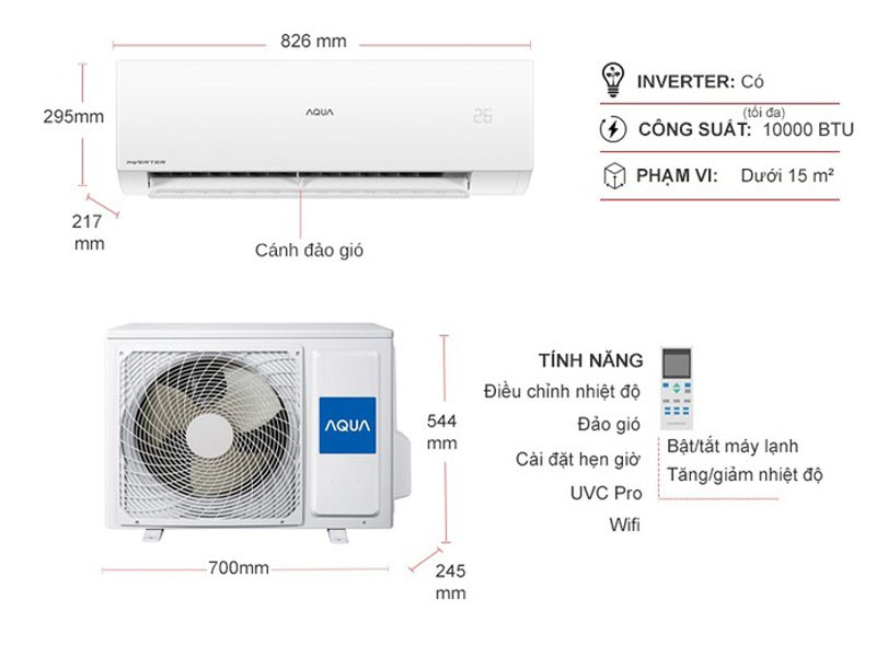 Máy lạnh Aqua Inverter 1 HP AQA-RUV10XAW2  - Hàng chính hãng