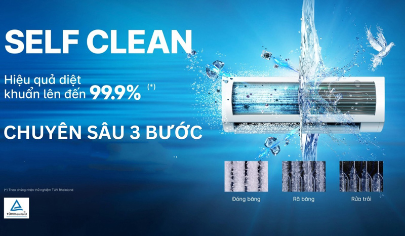 Tính năng tự làm sạch 3 bước thông minh Self Clean, hạn chế bụi bẩn, nấm mốc, bảo vệ sức khỏe