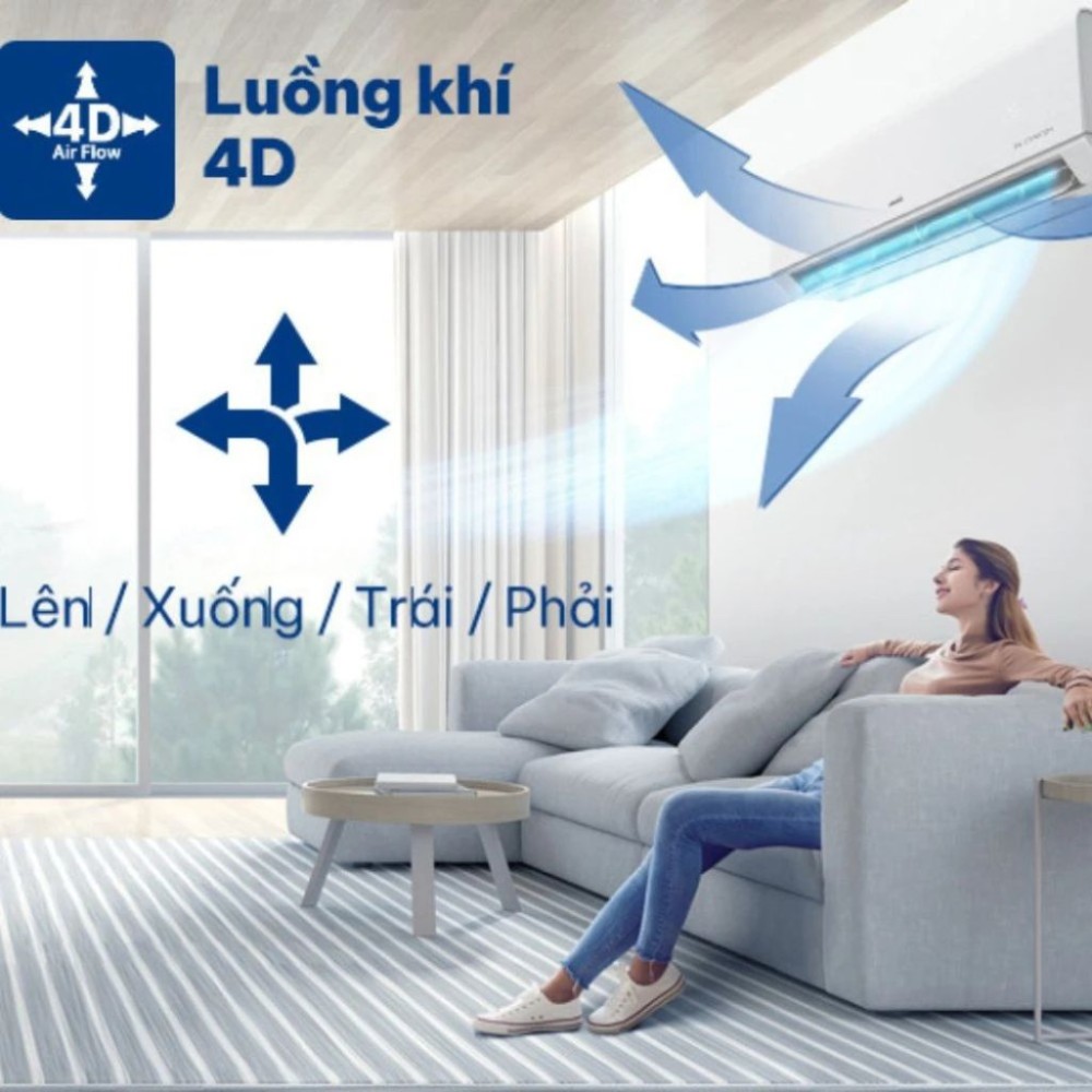 Gió tỏa ra dễ chịu theo 4 hướng, mang hơi lạnh tỏa khắp phòng