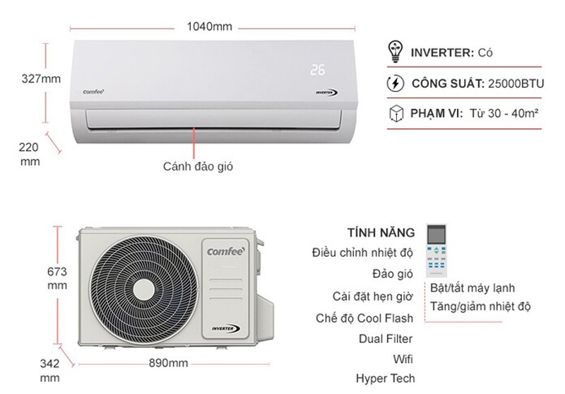 Máy lạnh Comfee inverter 2.5 HP CFS-25VAF - Hàng chính hãng