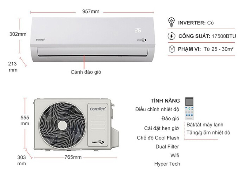 Máy lạnh Comfee Inverter 2 Hp CFS-18VAFF-V - Hàng chính hãng