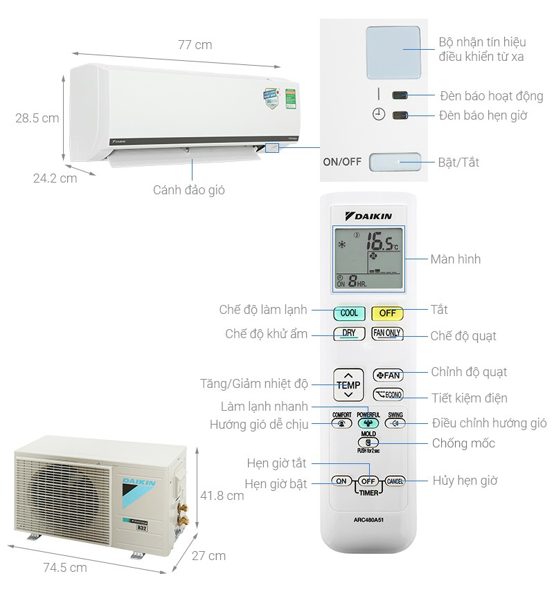 Điều hòa Inverter Daikin FTKB25XVMV - Hàng chính hãng