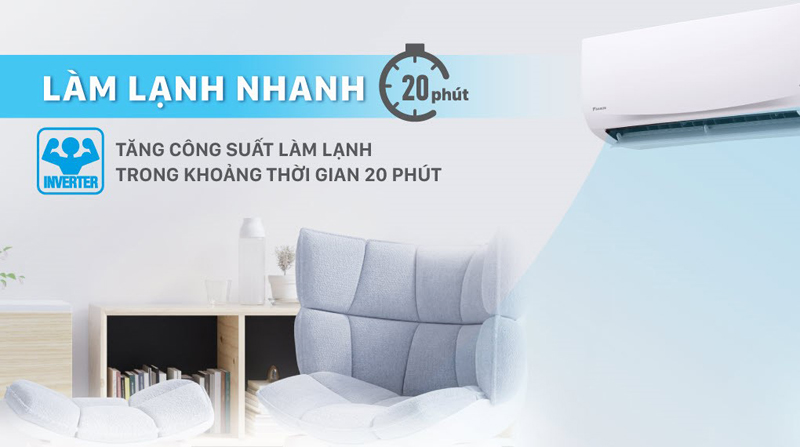 Chế độ làm lạnh nhanh cho hơi lạnh tỏa đều khắp phòng