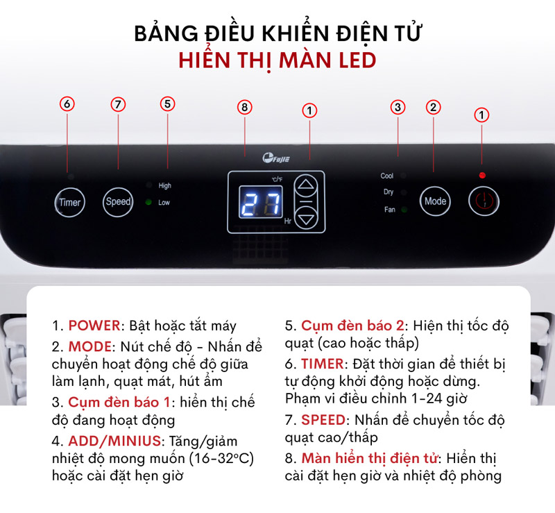 Máy điều hòa di động thông minh FujiE MPAC7 - Hàng chính hãng