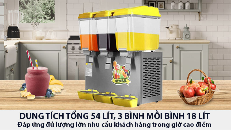 Máy làm lạnh đồ uống dạng khuấy 3 ngăn DN338 - Hàng chính hãng