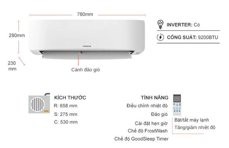 Máy lạnh Hitachi inverter 1 HP RAC/RAK-DJ10PCASVX - Hàng chính hãng