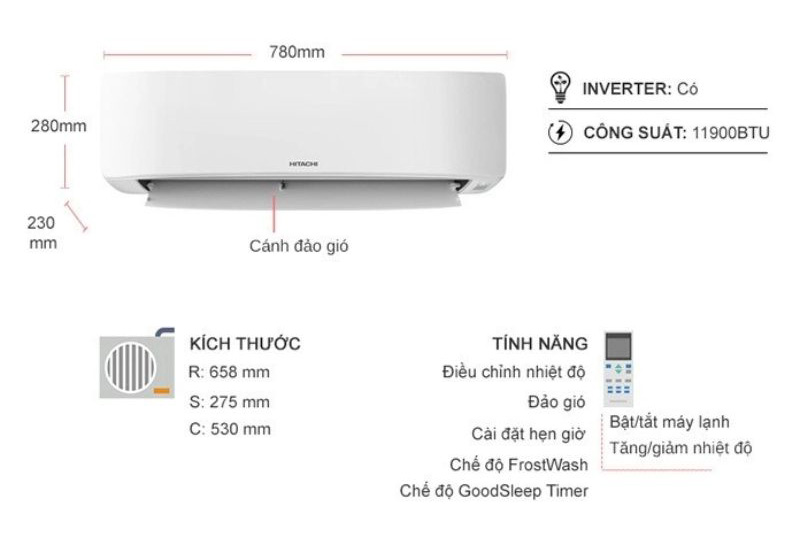Máy lạnh Hitachi inverter 1.5 HP RAC/RAK-DJ13PCASVX - Hàng chính hãng