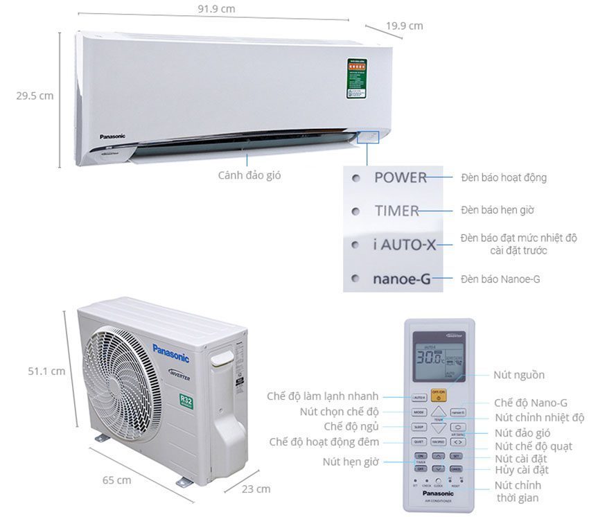 Máy lạnh inverter Panasonic CU/CS-U9VKH-8 - Hàng chính hãng