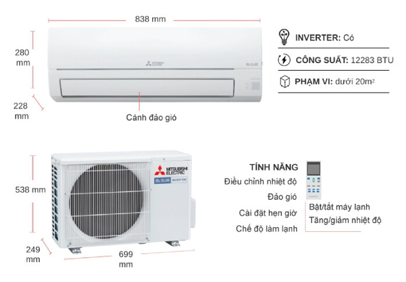 Máy lạnh Mitsubishi Electric Inverter MSY-JW35VF - Hàng chính hãng