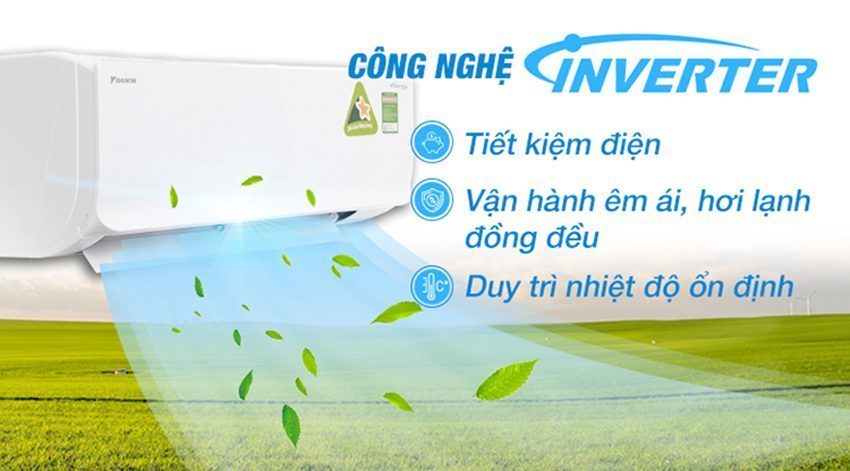 Máy lạnh một chiều Inverter Daikin FTKM35SVMV/RKM35SVMV sử dụng công nghệ Inverter tiết kiệm điện
