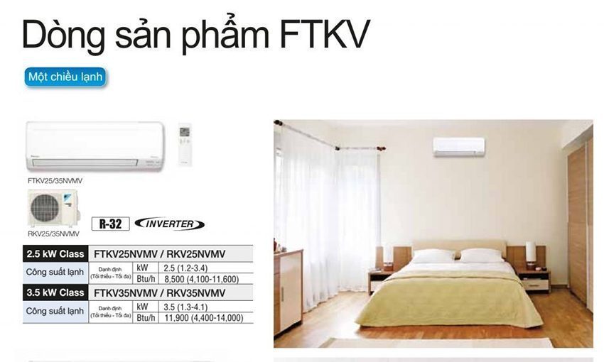 Máy lạnh một chiều Inverter Daikin FTKV25NVMV (1.0HP) - Hàng chính hãng