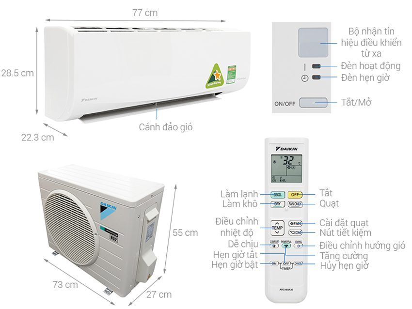 Máy lạnh một chiều inverter Daikin FTKQ35SVMV/RKQ35SVMV - Hàng chính hãng