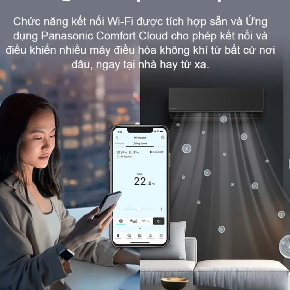 Máy lạnh Panasonic inverter 1 HP CU/CS-AU9BKH-8 - Hàng chính hãng