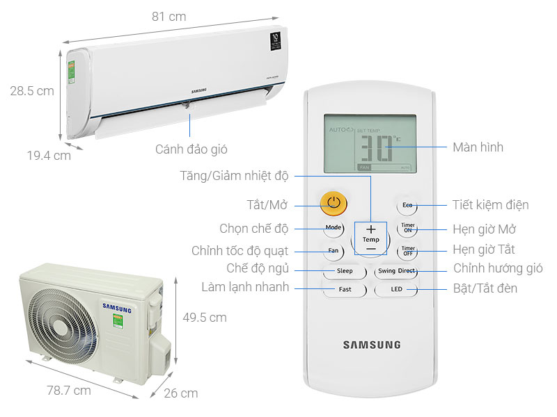 Máy lạnh Inverter Samsung AR09TYHQASIXN - Hàng chính hãng
