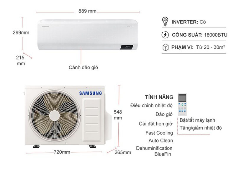 Máy lạnh Samsung Inverter 2 Hp AR18CYFCAWKNSV - Hàng chính hãng
