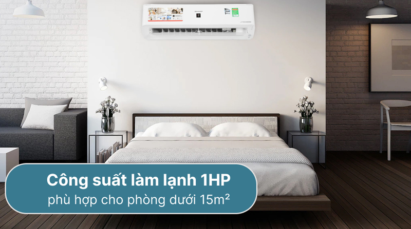 Công suất làm lạnh thích hợp cho không gian từ 10 - 15m²