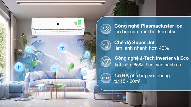 Máy lạnh Sharp Inverter AH-XP13BSW - Hàng chính hãng