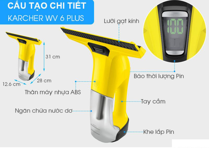 Cấu tạo của máy lau kính Karcher WV6 PLUS