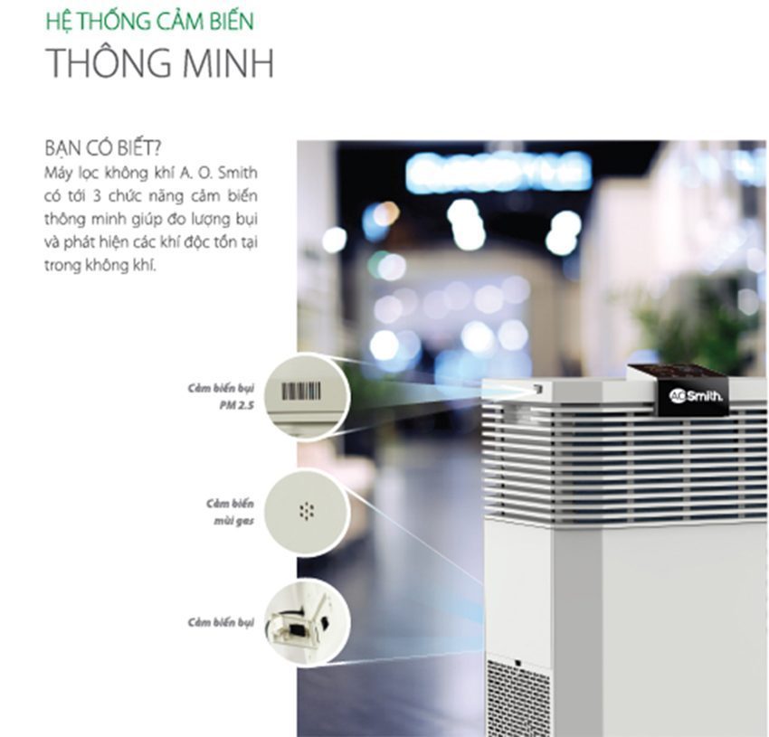 Máy lọc không khí A.O.Smith 110KJ420FB1 với cảm biến thông minh